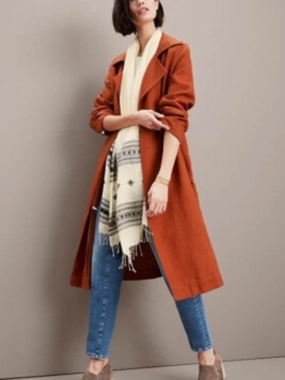 Eileen Fisher Rust Orange Trench Coat